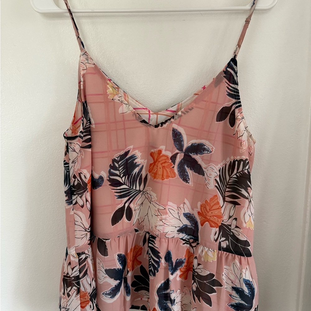 Floral Pink Peplum Spaghetti Strap Top